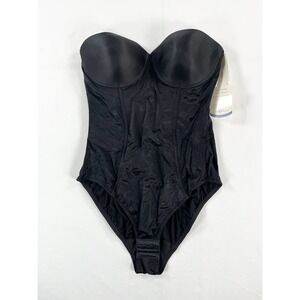 New Cabernet Shapewear Bustier Strapless Underwire Smoothing Bodysuit Black 34C
